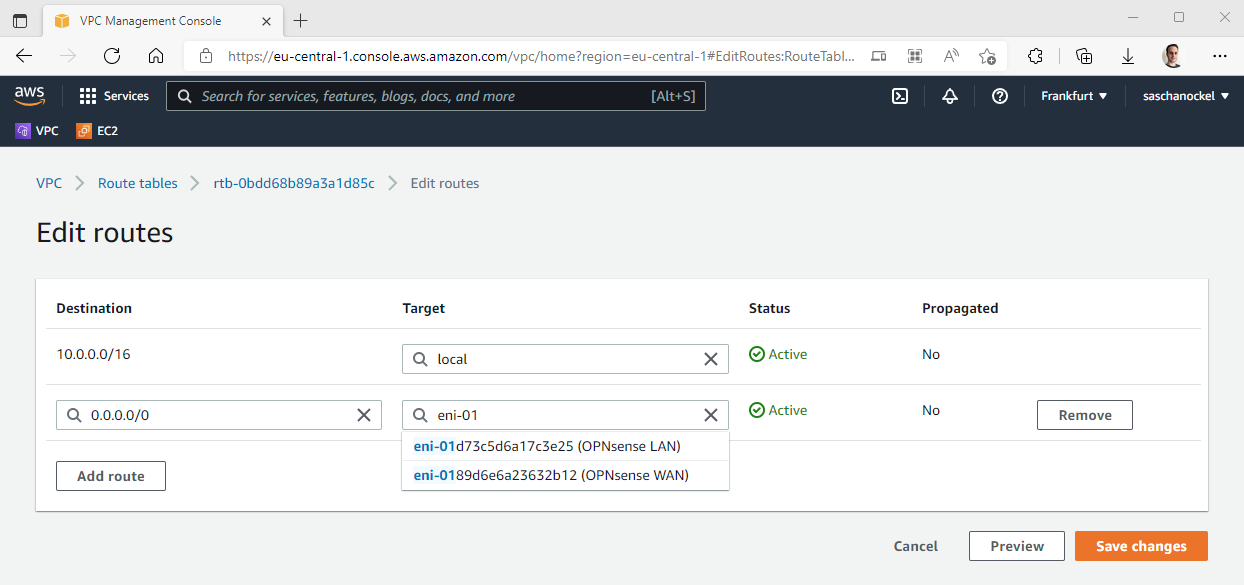 Routing table for private subnets